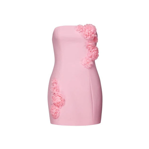 Blossoming Elegance Strapless Dress in Pink