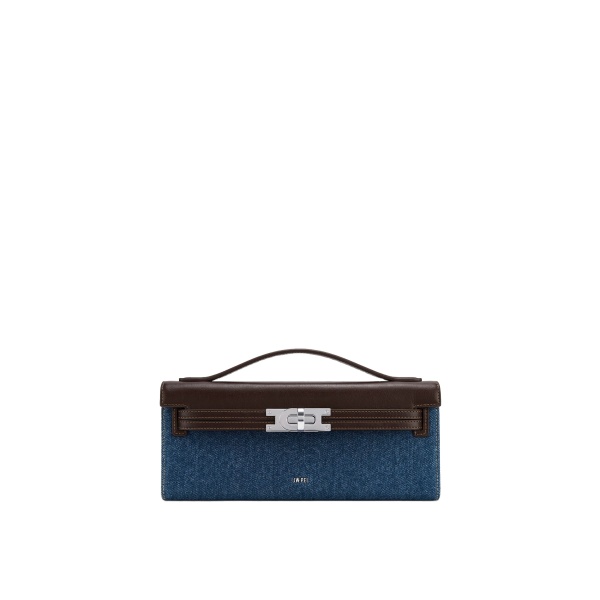 JW PEI Bria Structured Top Handle Bag in Blue Denim