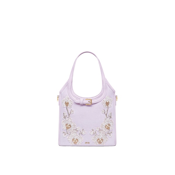 JW PEI Brooke Mini Belted Embellished Orchid Beaded Top Handle Bag in Lavender