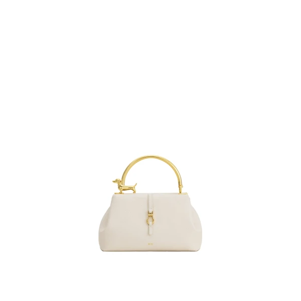 JW PEI Bruna Dachshund Metal Handle Top Handle Bag in White