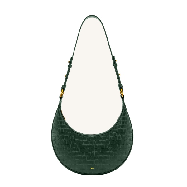 JW PEI Carly Saddle Bag in Dark Green Croc
