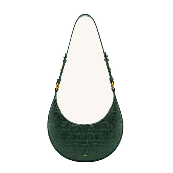 JW PEI Carly Saddle Bag in Dark Green Croc