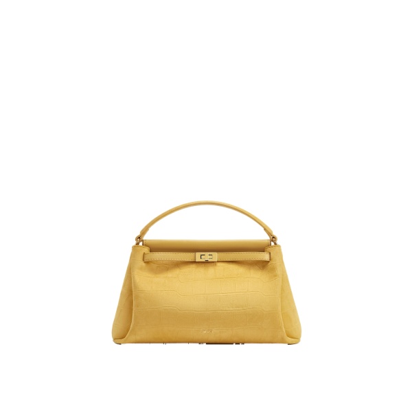 JW PEI Carmen Faux Suede Croc-Embossed Top Handle Bag in Yellow