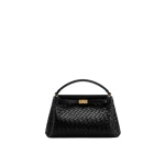 JW PEI Carmen Woven Top Handle Bag in Charcoal Black