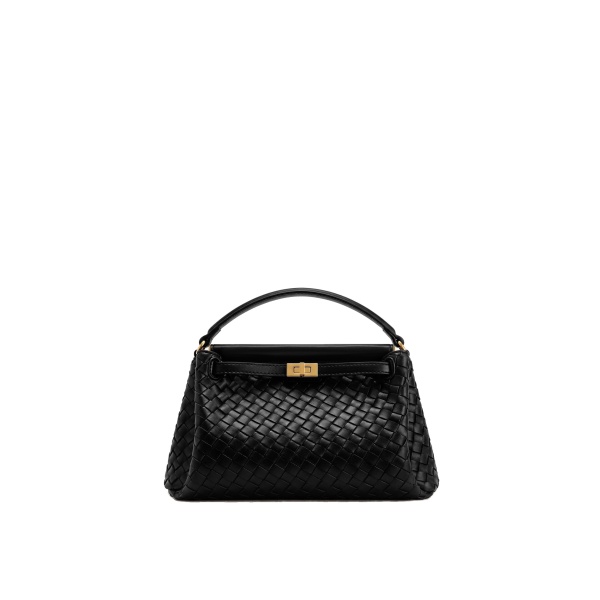 JW PEI Carmen Woven Top Handle Bag in Charcoal Black