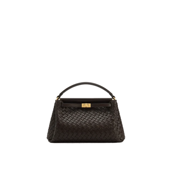 JW PEI Carmen Woven Top Handle Bag in Dark Brown