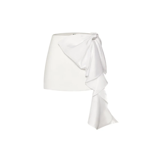 Cascading Bow Mini Skirt in White