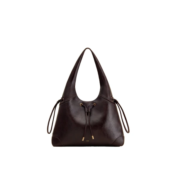 Celandra Drawstring Hobo Bag in Dark Brown