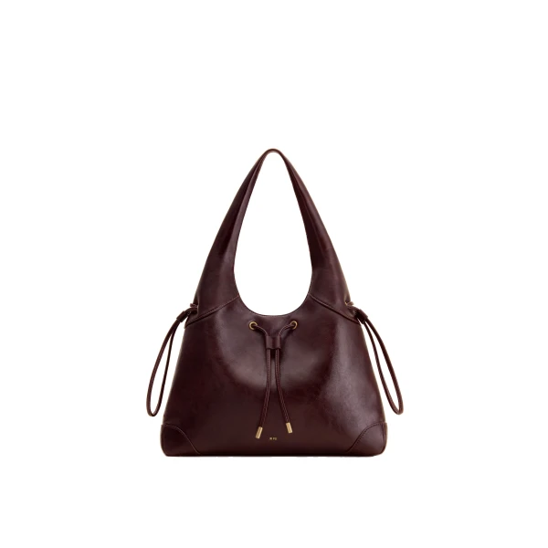 Celandra Drawstring Hobo Bag in Deep Burgundy