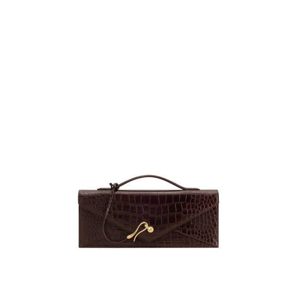 JW PEI Celeste Envelope Top Handle Bag in Dark Brown Croc