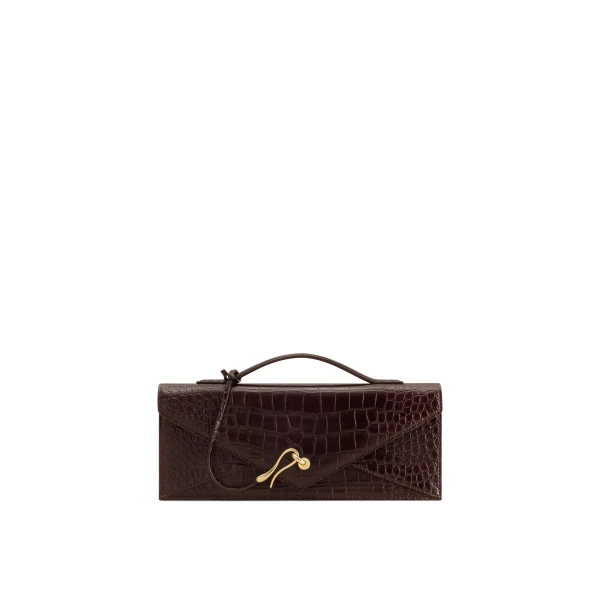 JW PEI Celeste Envelope Top Handle Bag in Dark Brown Croc