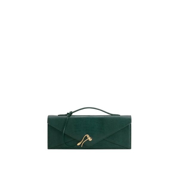 JW PEI Celeste Envelope Top Handle Bag in Olive Green Lizard Texture