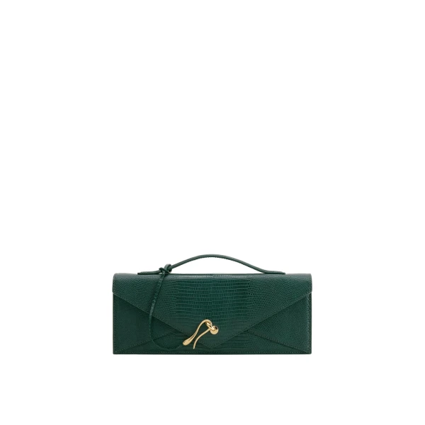 JW PEI Celeste Envelope Top Handle Bag in Olive Green Lizard Texture