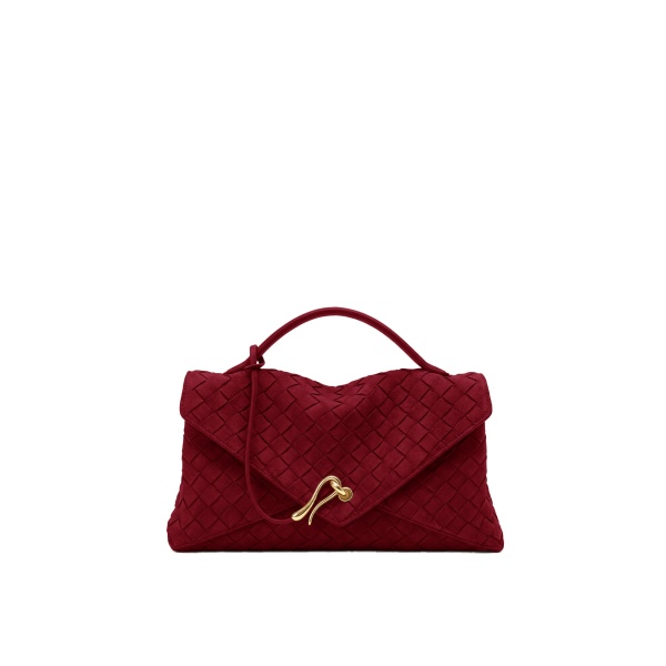 JW PEI Celeste Faux Suede Woven Envelope Bag in Berry Red