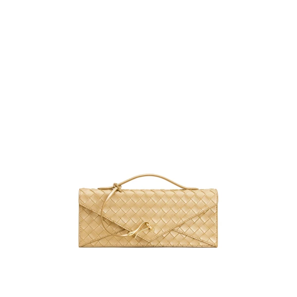 JW PEI Celeste Woven Textured Envelope Top Handle Bag in Champagne Gold