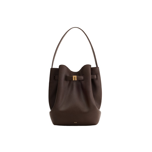 JW PEI Clara Lock Accent Bucket Shoulder Bag in Mocha Brown