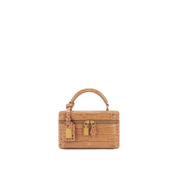 JW PEI Cleo Box Shape Top Handle Bag in Brown Croc