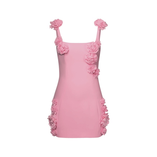 JW PEI Elaina Pink Rosette Applique Mini Dress