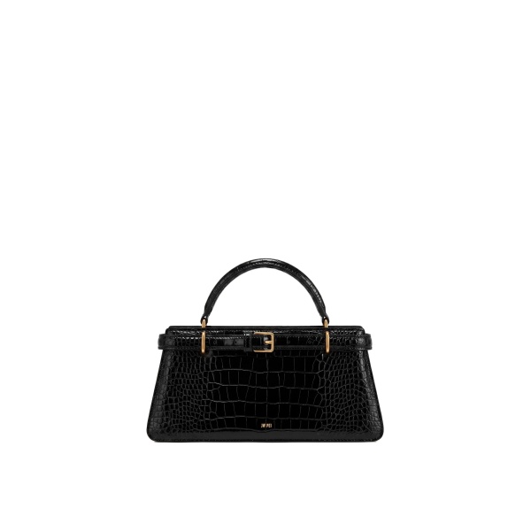JW PEI Elena Classic Top Handle Bag in Black Croc
