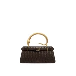 JW PEI Elena Snake Handle Woven Texture Top Handle Bag in Espresso