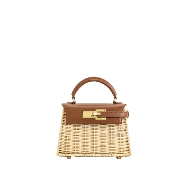 JW PEI Elise Natural Rattan Weaving Handbag in Brown Rattan