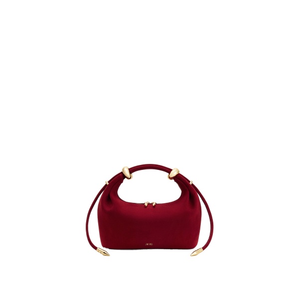 JW PEI Ellie Faux Suede Metal Ring Embellished Top Handle Bag in Burgundy