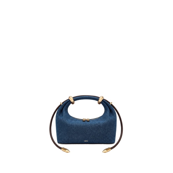 JW PEI Ellie Metal Ring Embellished Top Handle Bag in Blue Denim