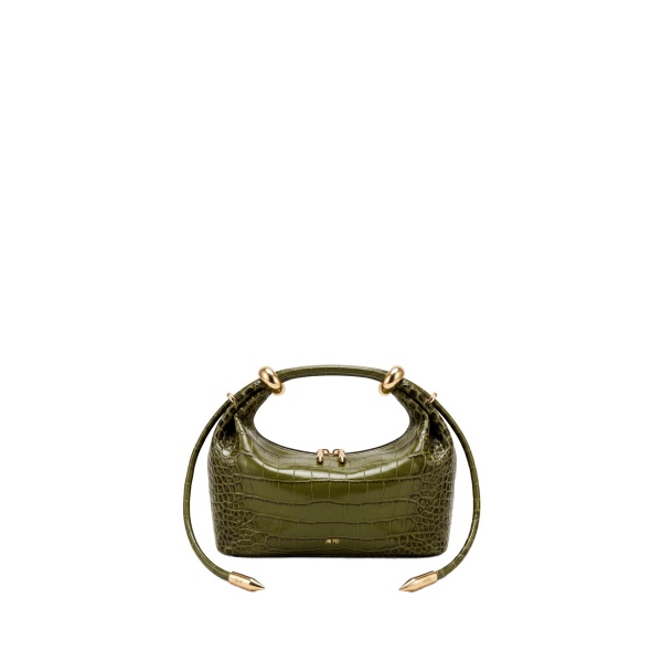 JW PEI Ellie Metal Ring Embellished Top Handle Bag in Olive Green Croc