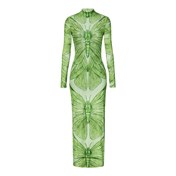 JW PEI Emerald Dragonfly Sheer Mesh Gown
