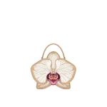JW PEI Flora Orchid Shaped Top Handle Bag in Champagne