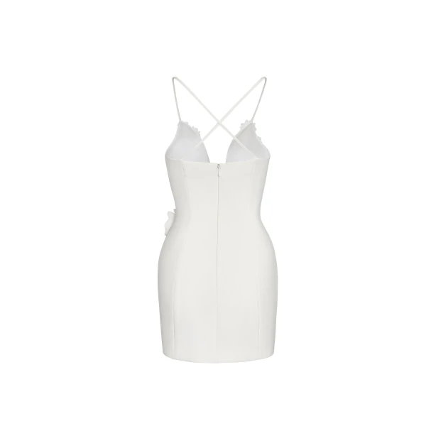 Floral Embrace Sleeveless Gown in White