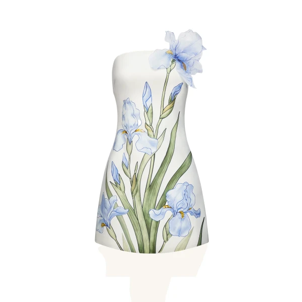Floral Printed Mini Dress in White