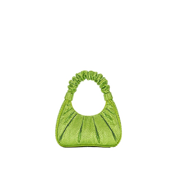 JW PEI Gabbi Artificial Crystal Medium Ruched Hobo Handbag in Green