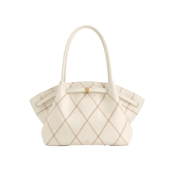 JW PEI Hana Large Quilting Tote Bag in Ivory White