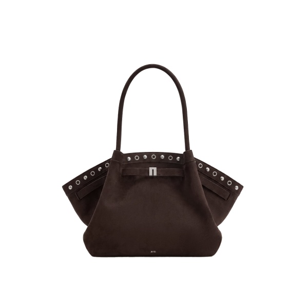 JW PEI Hana Medium Faux Suede Tote Bag in Dark Chocolate Brown