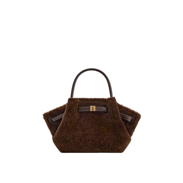 JW PEI Hana Mini Faux Fur Tote Bag in Dark Brown