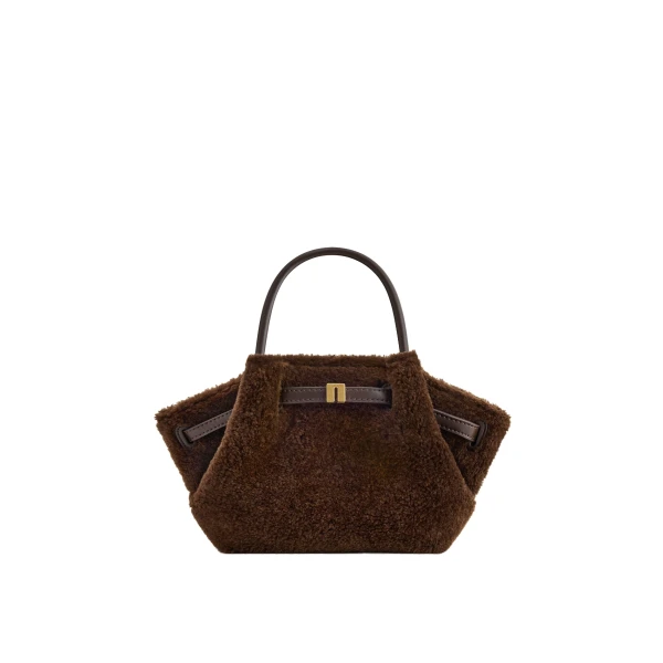 JW PEI Hana Mini Faux Fur Tote Bag in Dark Brown