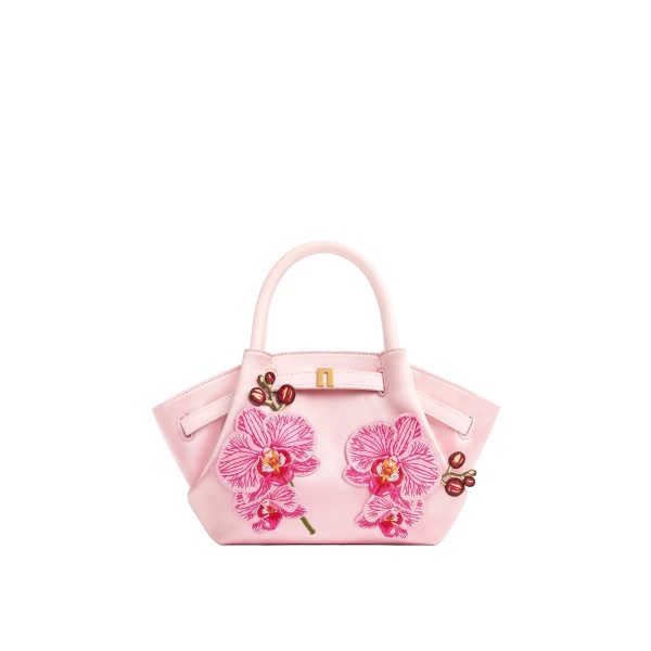 JW PEI Hana Mini Phalaenopsis Orchid Embroidery Tote Bag in Pink