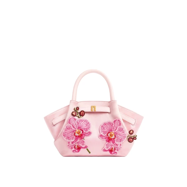 Hana Mini Phalaenopsis Orchid Embroidery Tote Bag in Pink
