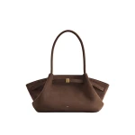 JW PEI Hana Wide Faux Suede Tote Bag in Dark Brown | Totes & Top-Handle Bags | Coveti JW PEI Hana Wide Faux Suede Tote Bag in Dark Brown