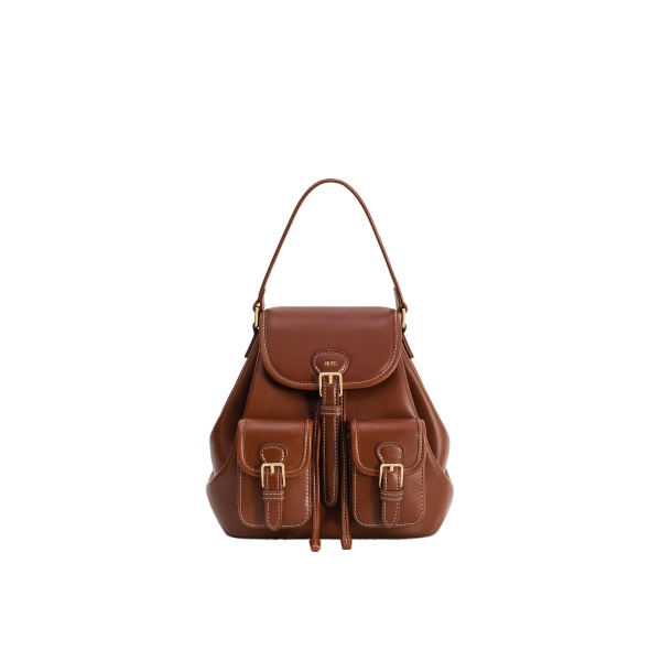 JW PEI Harper Buckle Pocket Backpack in Dark Brown