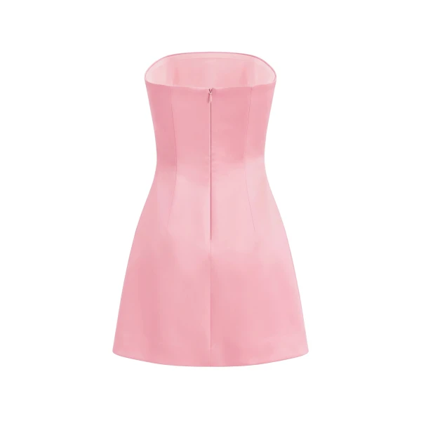 Hibiscus Embroidered Bandeau Mini Dress in Pink