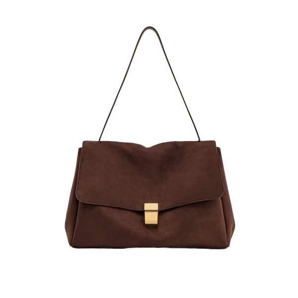 JW PEI Hilary Faux Suede Shoulder Bag in Dark Brown