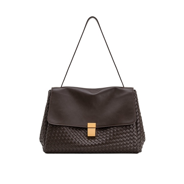 JW PEI Hilary Woven Shoulder Bag in Dark Brown