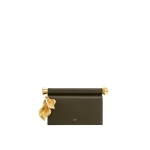 JW PEI Holly Metal Pendant Embellished Clutch in Dark Olive