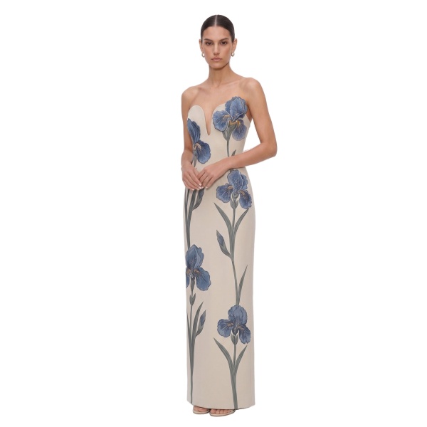 JW PEI Iris Embroidered Notch Neck Strapless Maxi Dress
