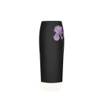 JW PEI Iris Floral-Print High Waist Pencil Leather Midi Skirt