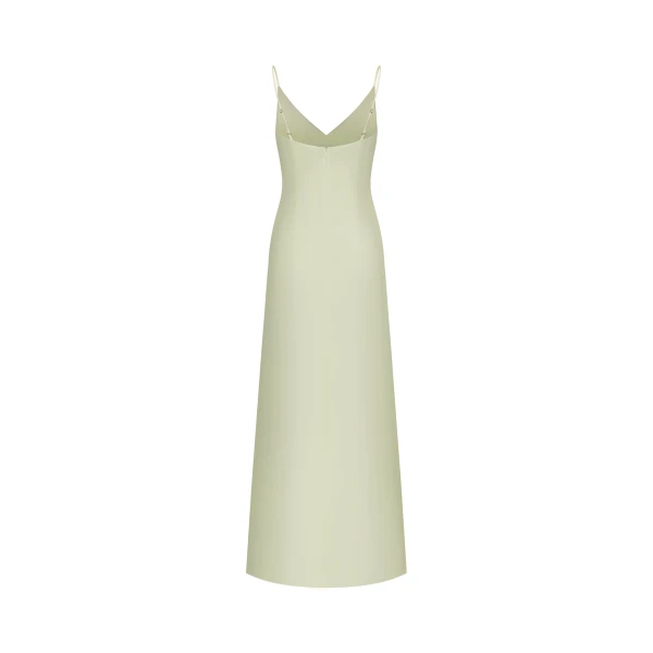 Iris Motif Satin Slip Gown in Light Green/Purple