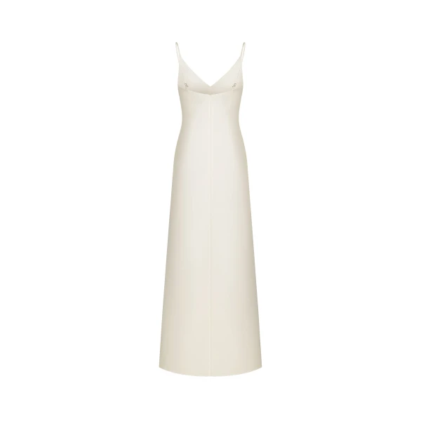 Iris Motif Satin Slip Gown in White