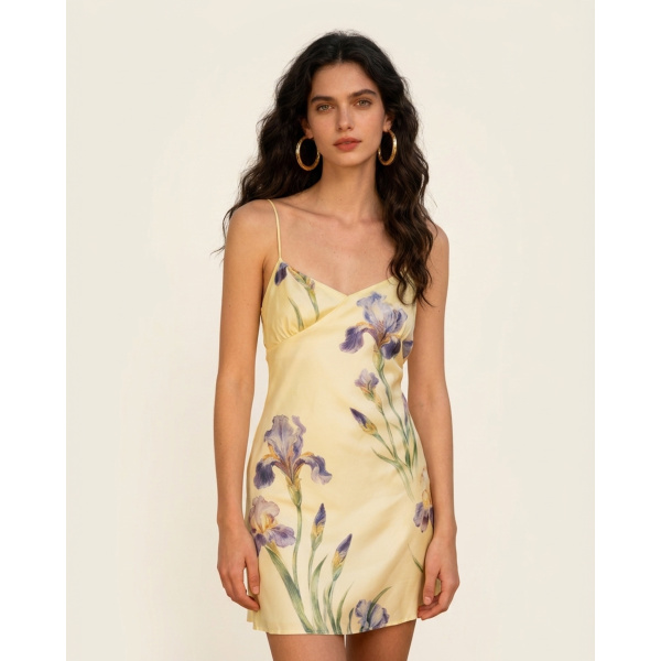 JW PEI Iris Print Satin Slip Mini Dress